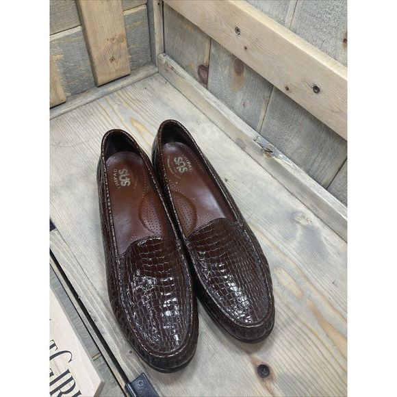 Sas Tripad Comfort Foot Bed Simplify Brown Croc Loafer SlipOn Womens US11 Patent - Picture 2 of 9